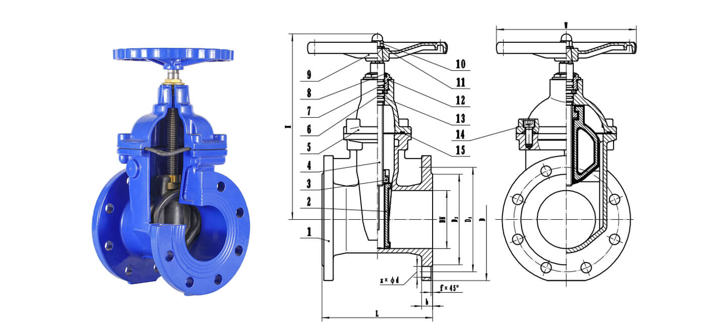 DIN F4 DI Flange resilient EPDM gate valve