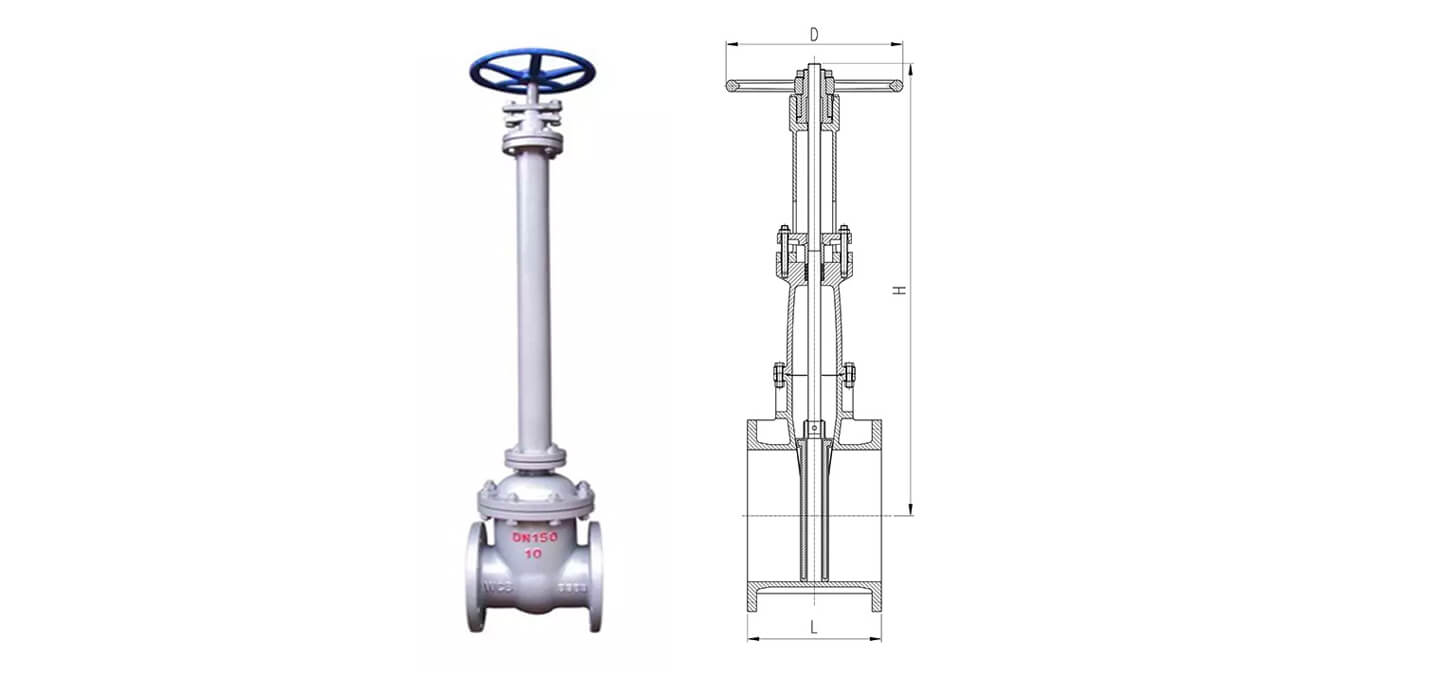 Extension stem gate valve