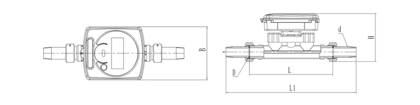 Threaded ultrasonic water meter