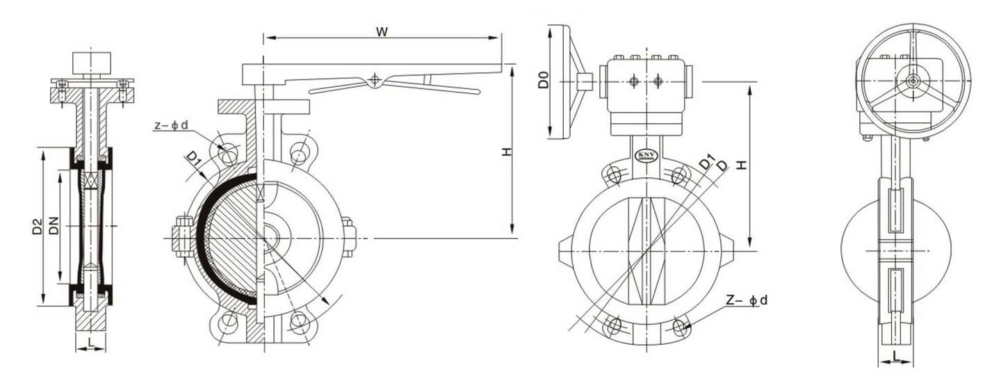 Wafer lined fluorine butterfly valve