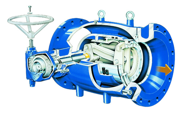 Piston flow regulating valve sectional structure diagram